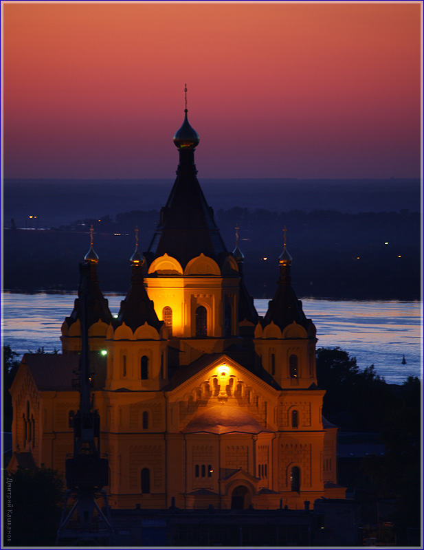 Собор Александра Невского. Красивое вечернее фото. Фото Нижнего Новгорода