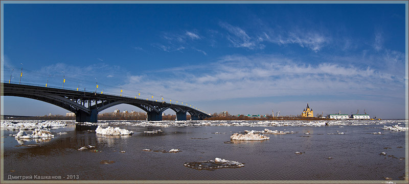 Панорама. Нижний Новгород. Ледоход на Оке