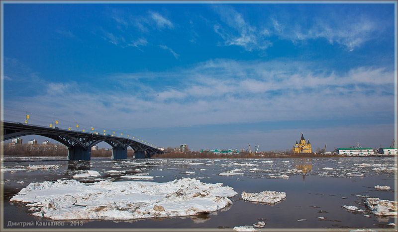 Канавинский мост, Собор Александра Невского, Ледоход. Фото Нижнего Новгорода