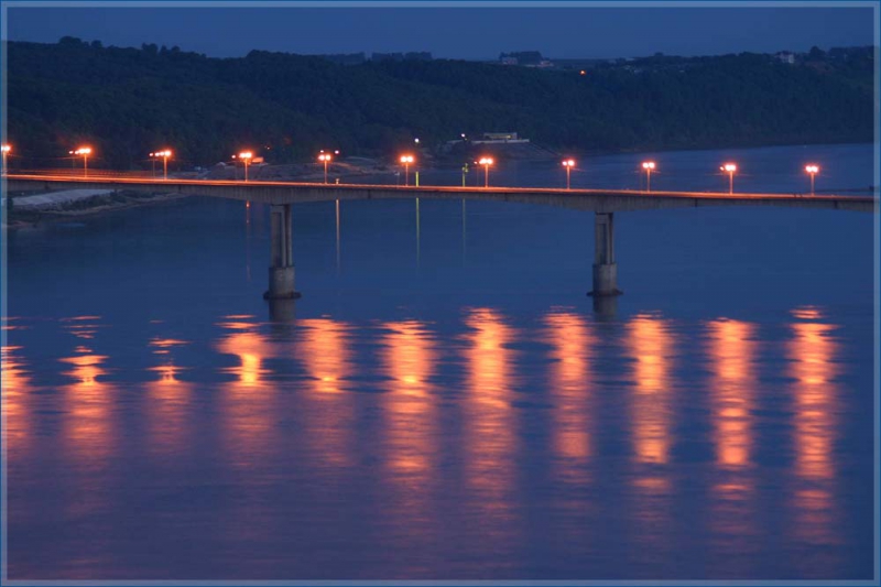 Мызинский мост. Ночное фото. Виды Нижнего Новгорода. Достопримечательности. Фото