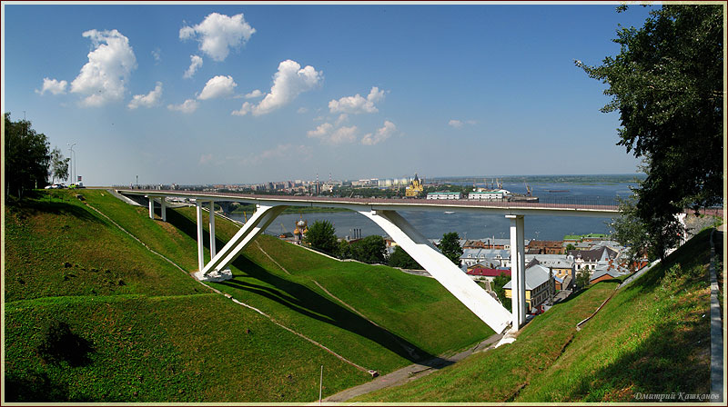 Пешеходный мост. Собор Александра Невского. Достопримечательности Нижнего Новгорода