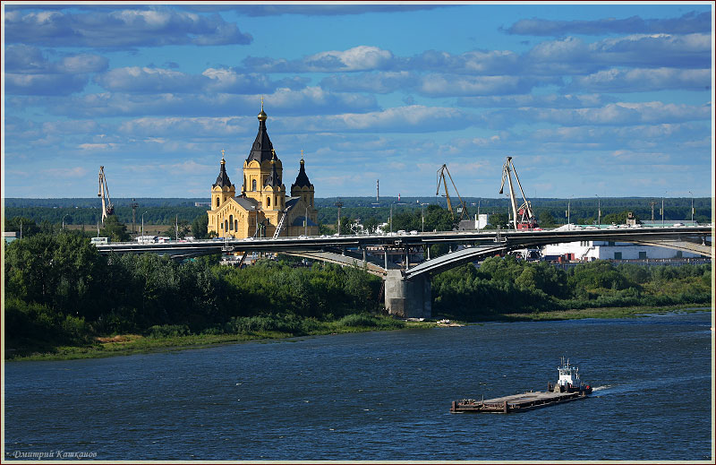Фото Нижнего Новгорода. Мост через Оку. Собор Александра Невского