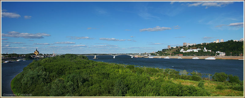 Панорама. Мост через Оку. Мужской монастырь. Фото Нижнего Новгорода
