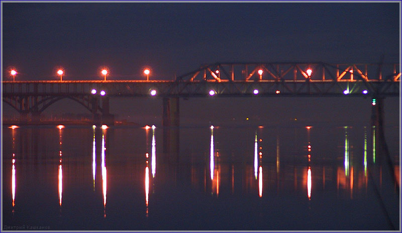 Фотография Борского моста через Волгу. Ночной пейзаж